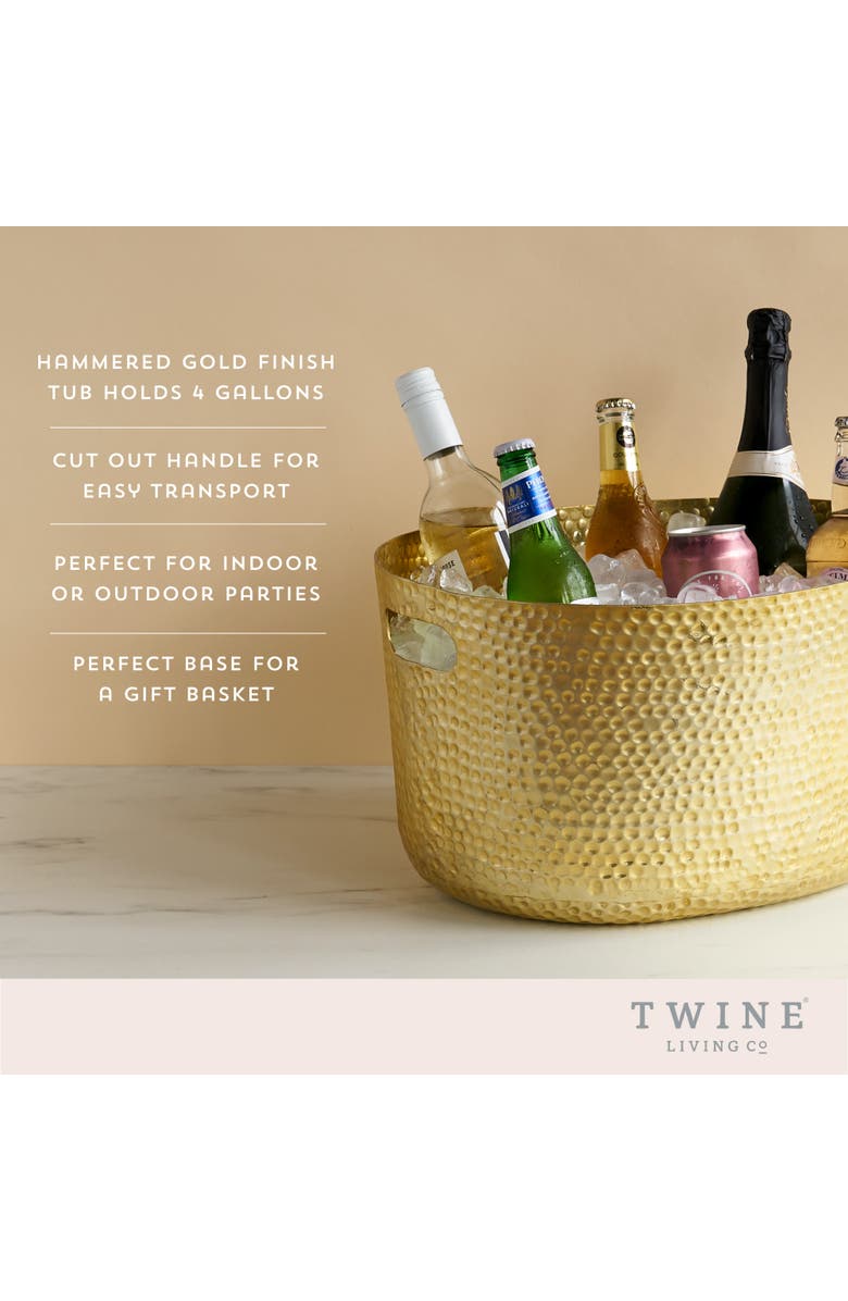 TWINE Hammered Metal Tub in Gold, Alternate, color, Gold