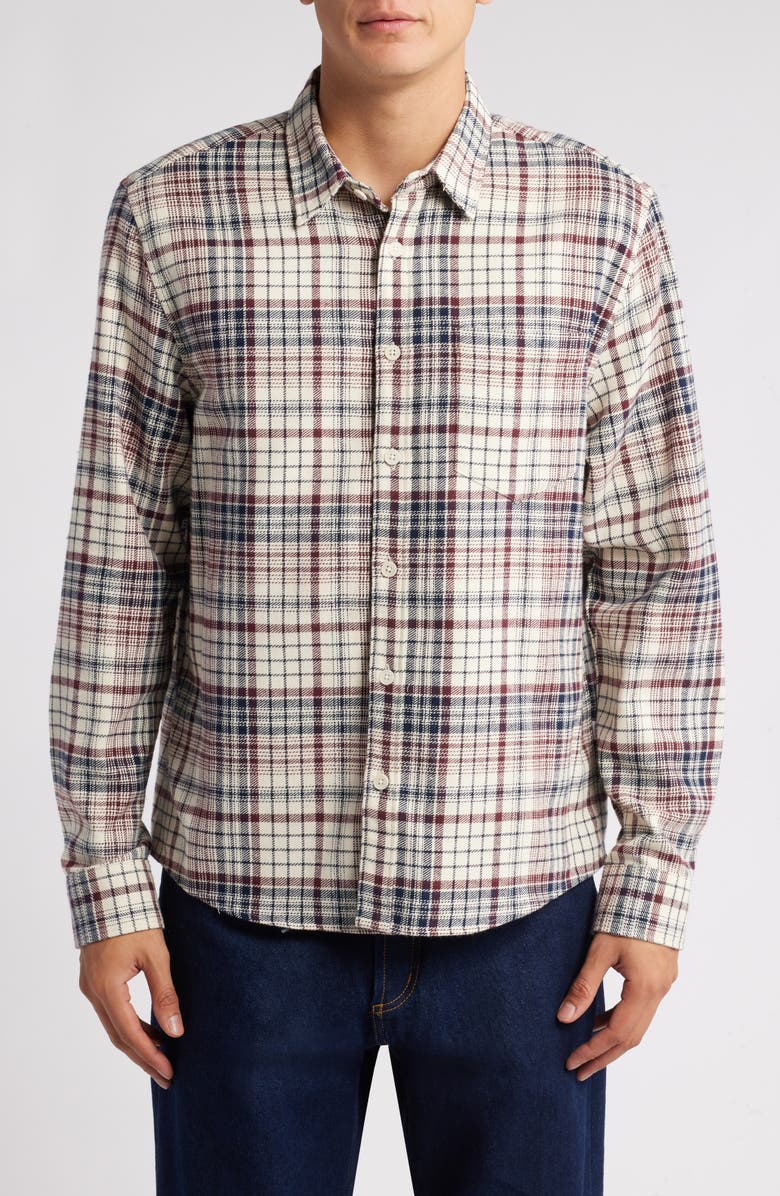 Wax London Shelly Plaid Flannel Button-Up Shirt, Main, color, Navy / Red