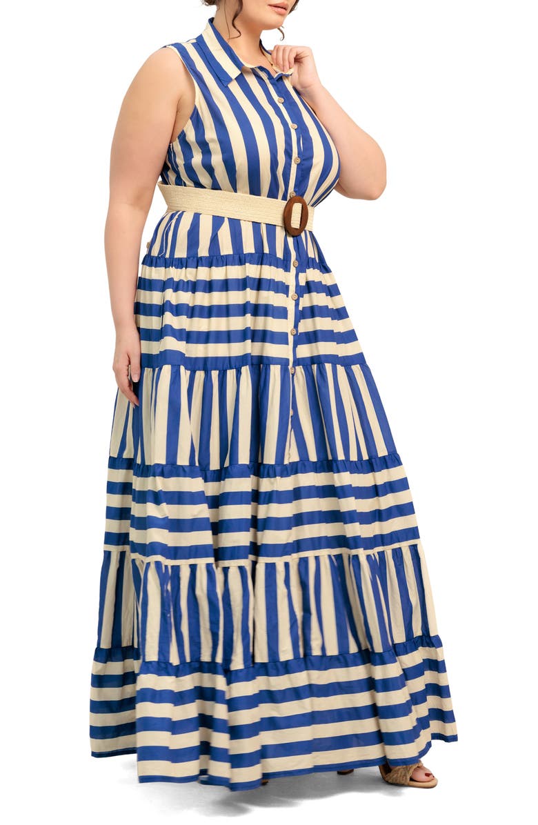 FLYING TOMATO Striped Maxi Dress, Alternate, color, Blue/ Ivory