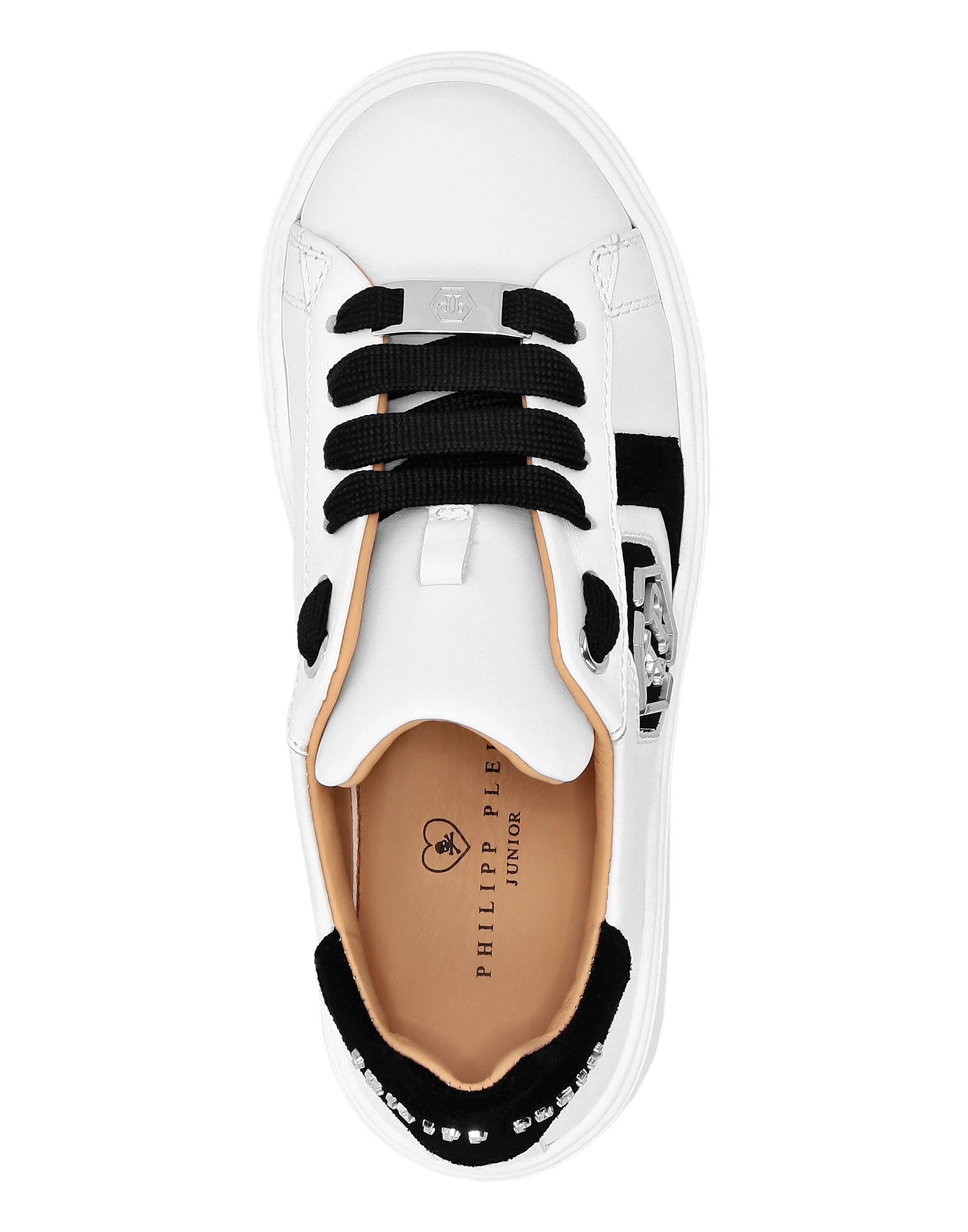 Leather Lo-Top Sneakers Hexagon Girl, Alternate, color, white/black