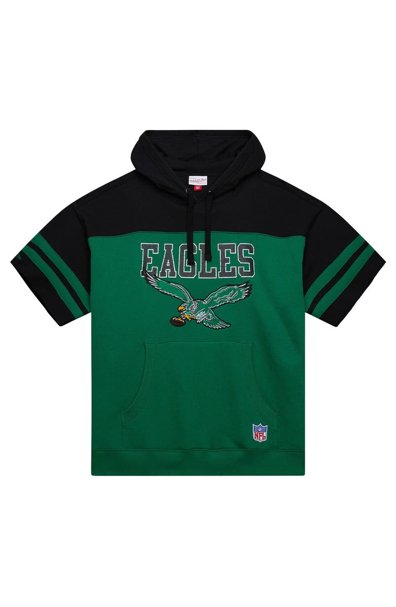 Mitchell & Ness Men's Mitchell & Ness Kelly Green Philadelphia Eagles  Off Field Vintage Logo Short Sleeve Pullover Hoodie, Alternate, color, 