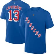 FANATICS Men's Fanatics Alexis Lafreniere Blue New York Rangers Authentic Stack Name & Number T-Shirt