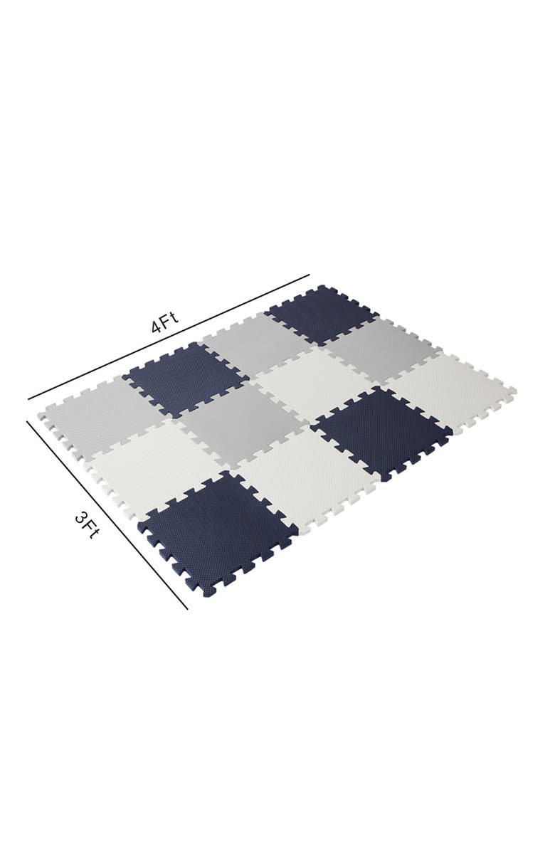 Easy Playhouse 12 Soft Foam Floor Tiles Bluegreywhite, Interlocking Mat, Alternate, color,