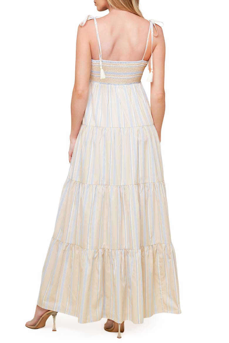 Tied Shoulder Maxi Dress, Alternate, color, TAUPE/ BLUE
