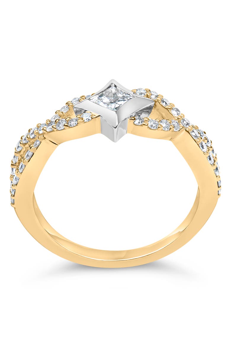 10K Two Tone Color 5/8 Cttw Diamond Kite and Twist Shank Ring, Alternate, color, Yellow