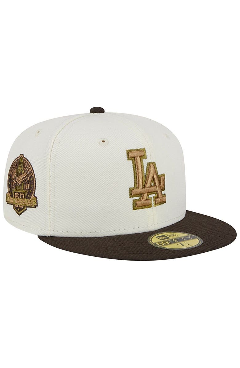 New Era Men's New Era White/Brown Los Angeles Dodgers 50th Team Anniversary 59FIFTY Fitted Hat, Alternate, color, 