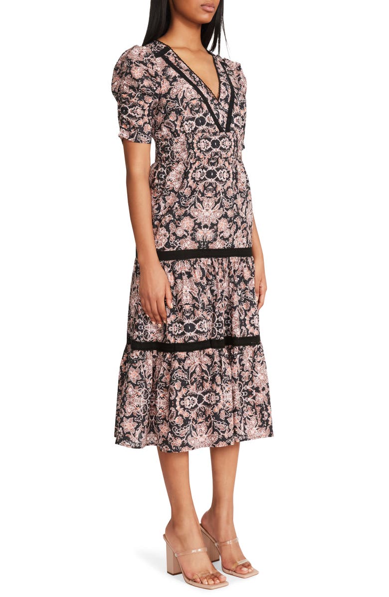 BB Dakota by Steve Madden Boho Next Door Tiered Midi Dress, Alternate, color, 