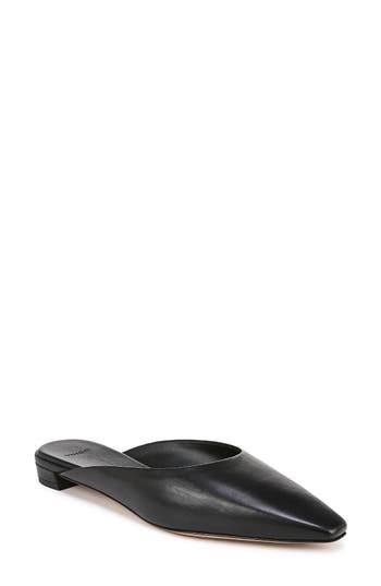 Vince Ana Ana Leather Ballerina Mules In Black