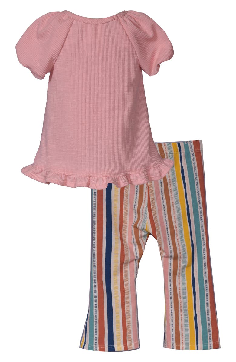 Iris & Ivy 3D Floral Top & Stripe Pants Set, Alternate, color, Peach