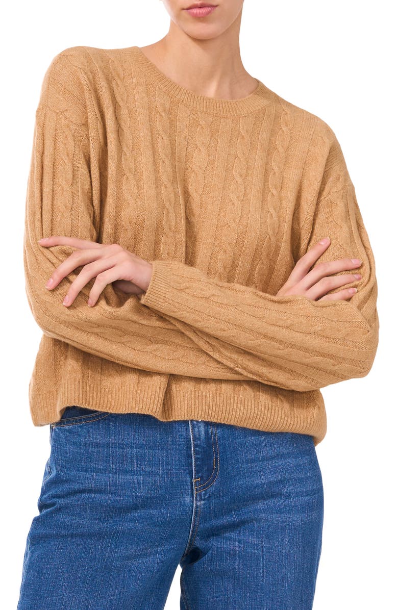 1.STATE Mixed Stitch Crewneck Sweater, Main, color, Wild Oak