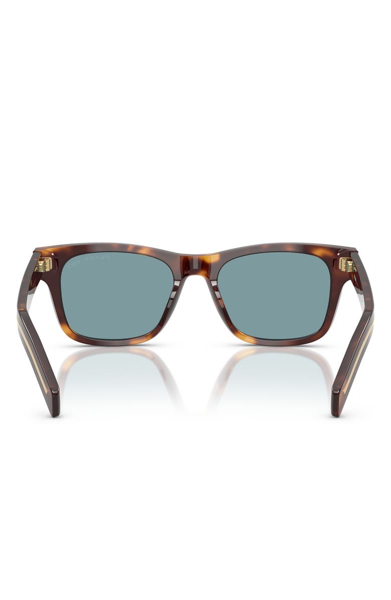 Prada 55mm Polarized Rectangular Sunglasses, Alternate, color, Green Tortoise