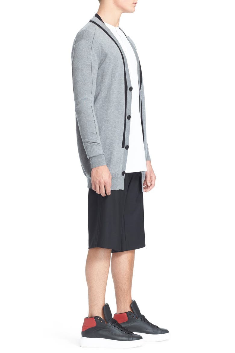 'Sylvia' Cotton, Silk & Cashmere Cardigan, Alternate, color, HEATHER GREY