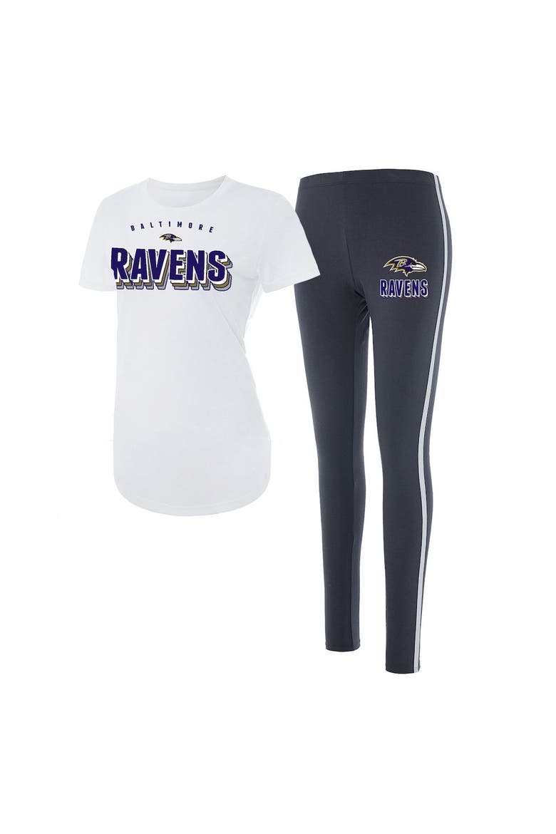 Women's Concepts Sport White/Charcoal Baltimore Ravens Sonata T-Shirt & Leggings Set, Main, color, White
