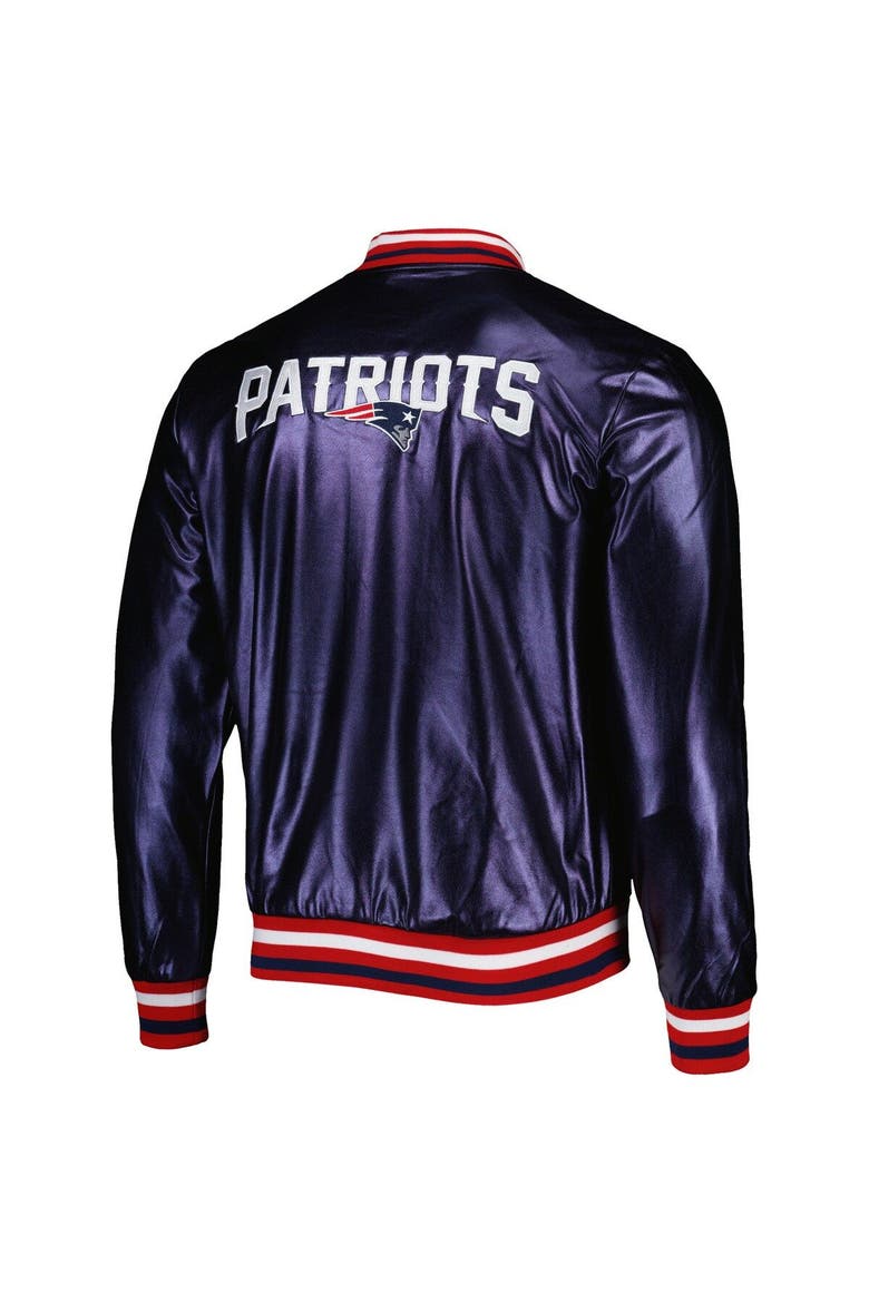 Men's The Wild Collective Navy New England Patriots Metallic Bomber Full-Snap Jacket, Alternate, color, Navy