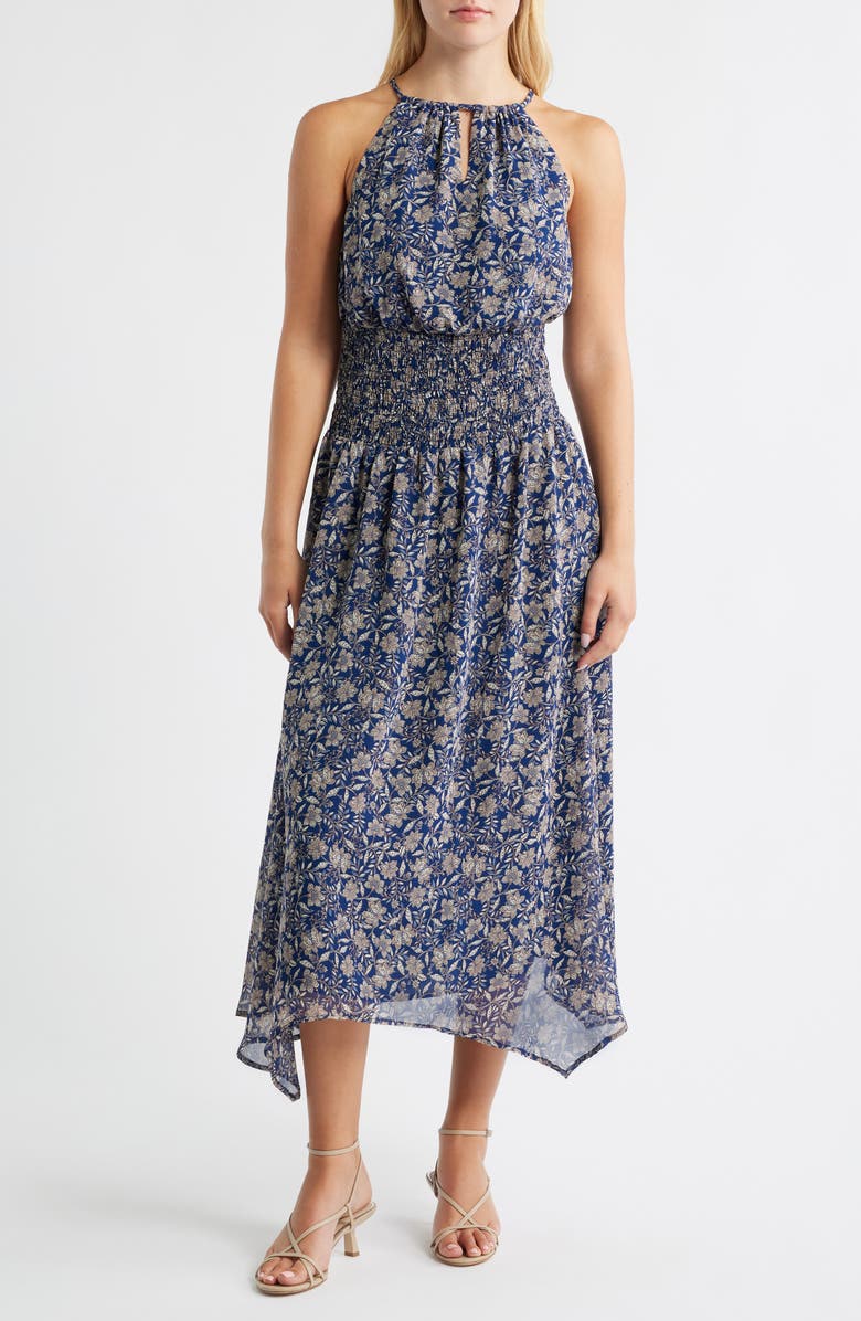 Halogen<sup>®</sup> Smocked Waist Sleeveless Maxi Dress, Main, color, Blue Multi