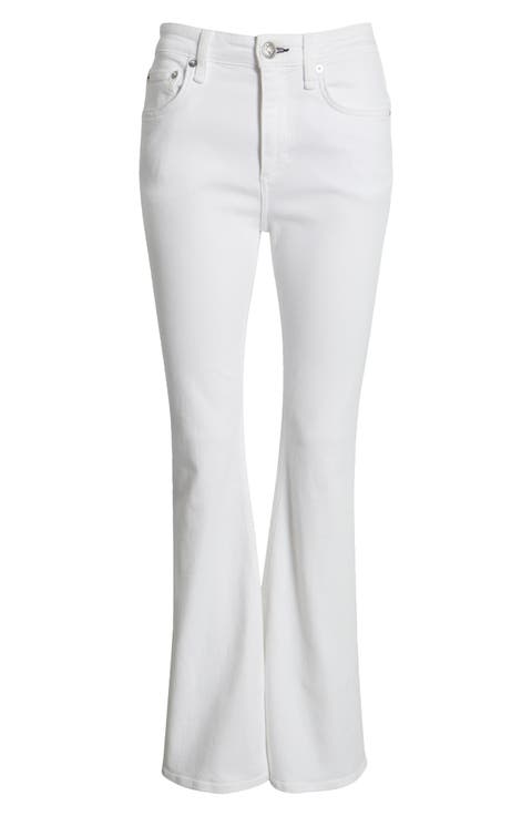 Flexi Dahlia Mid Rise Flare Jeans (Optic White)