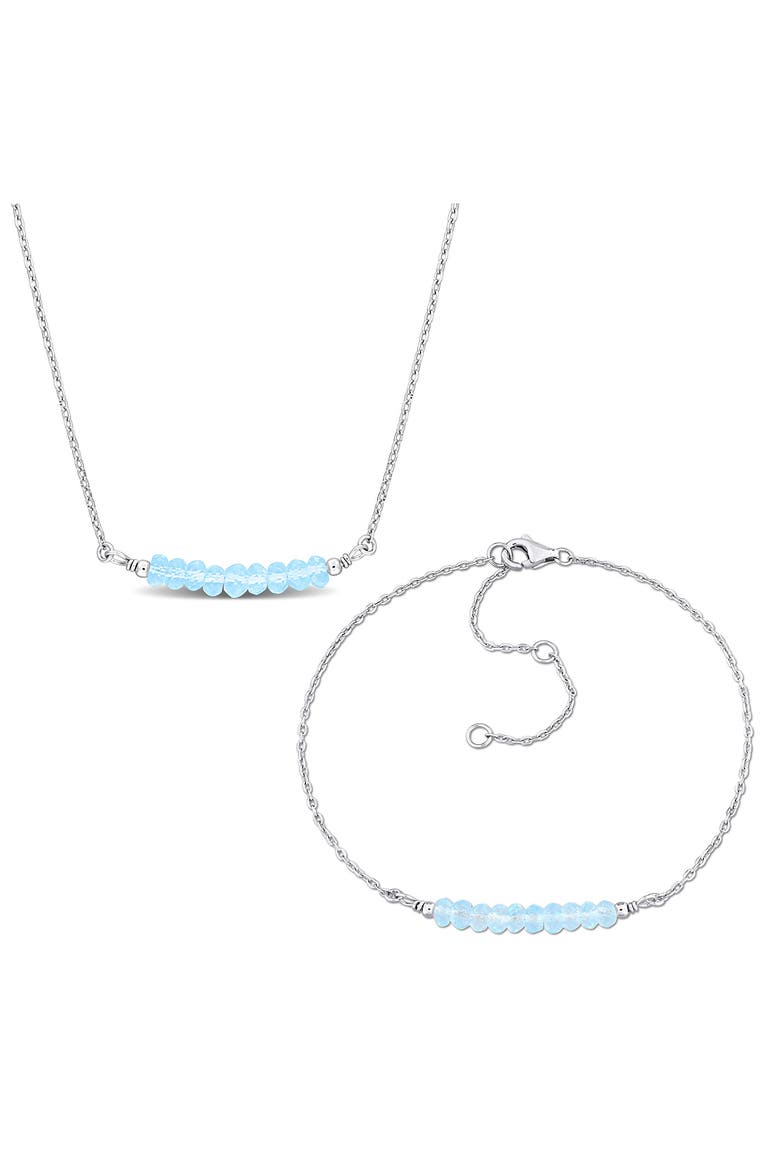 Sky Blue Topaz Earrings & Necklace Set, Main, color, BLUE