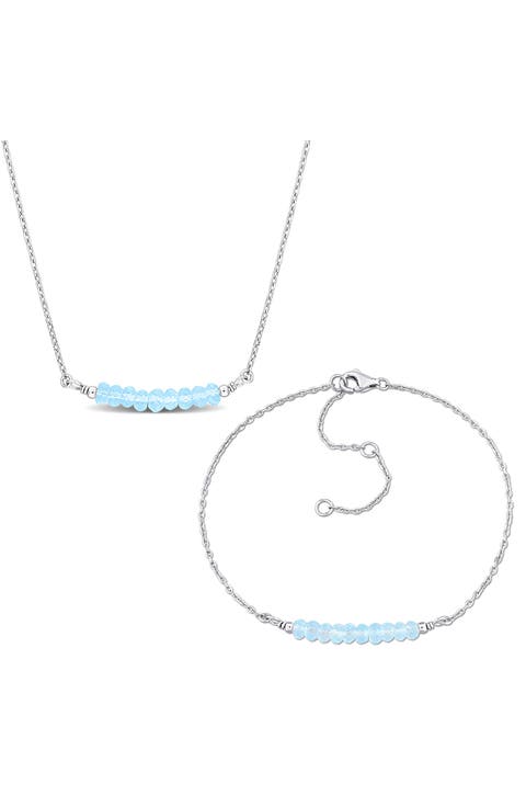 Sky Blue Topaz Earrings & Necklace Set