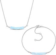 DELMAR Sky Blue Topaz Earrings & Necklace Set