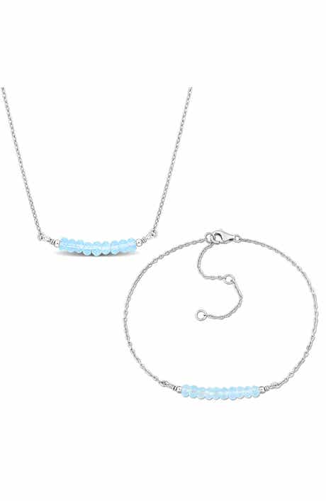 DELMAR Sky Blue Topaz Earrings & Necklace Set