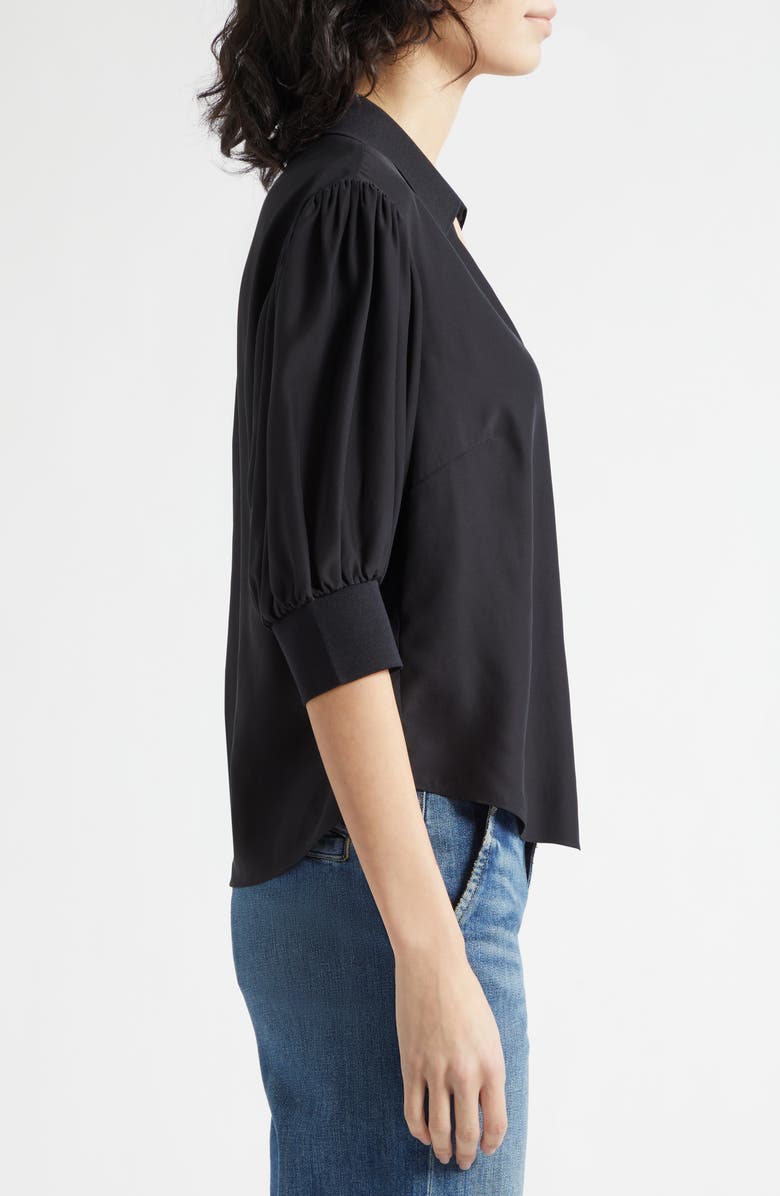 Cinq à Sept Weiley Silk Button-Up Shirt, Alternate, color, Black