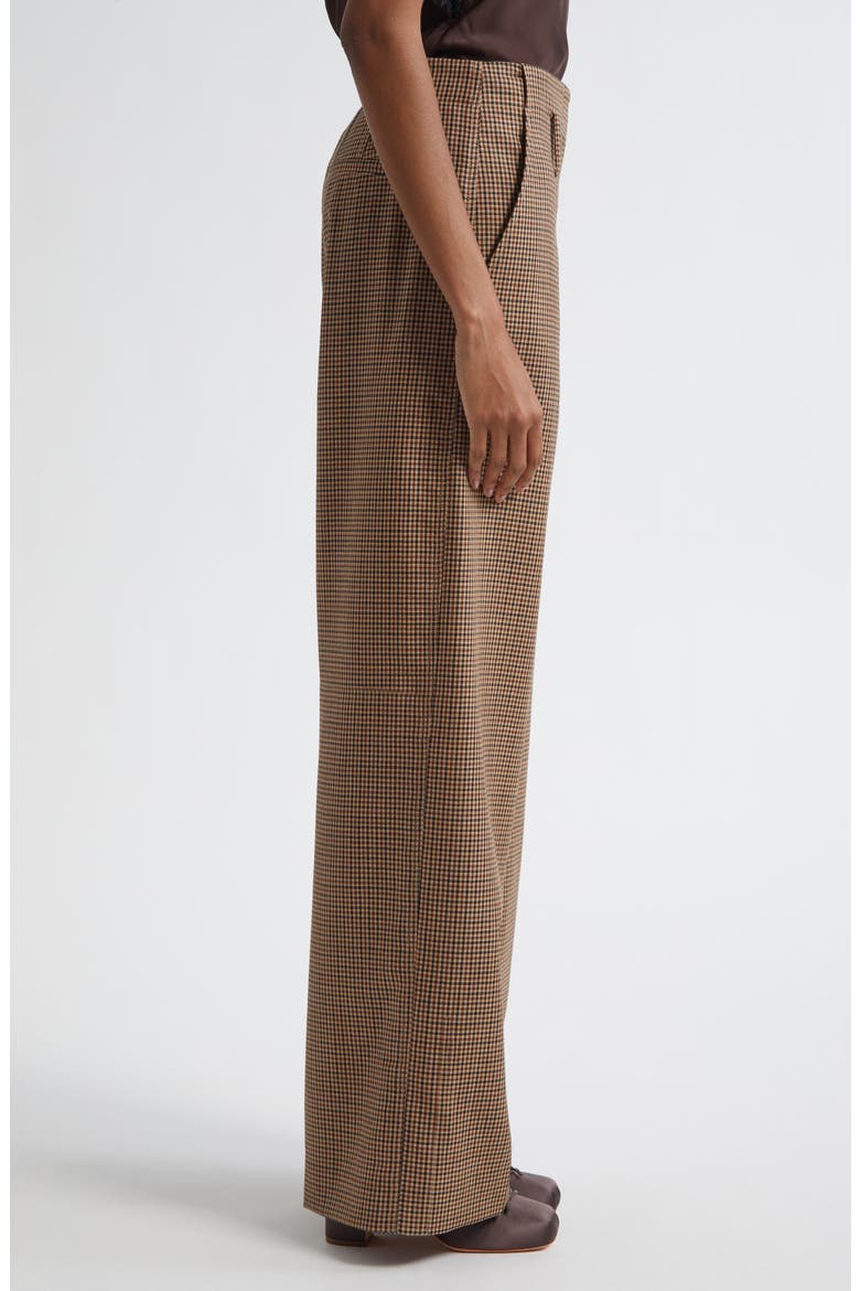 Liam Houndstooth Wide Leg Wool Pants, Alternate, color, TAN MULTI