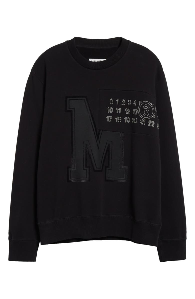 MM6 Maison Margiela Numeric Motif Embroidered Sweatshirt, Alternate, color, Black