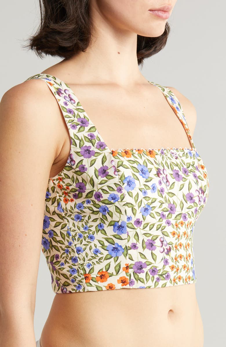 Agua Bendita Kosia Floral Beaded Cotton Crop Cover-Up Top, Alternate, color, Multicolor