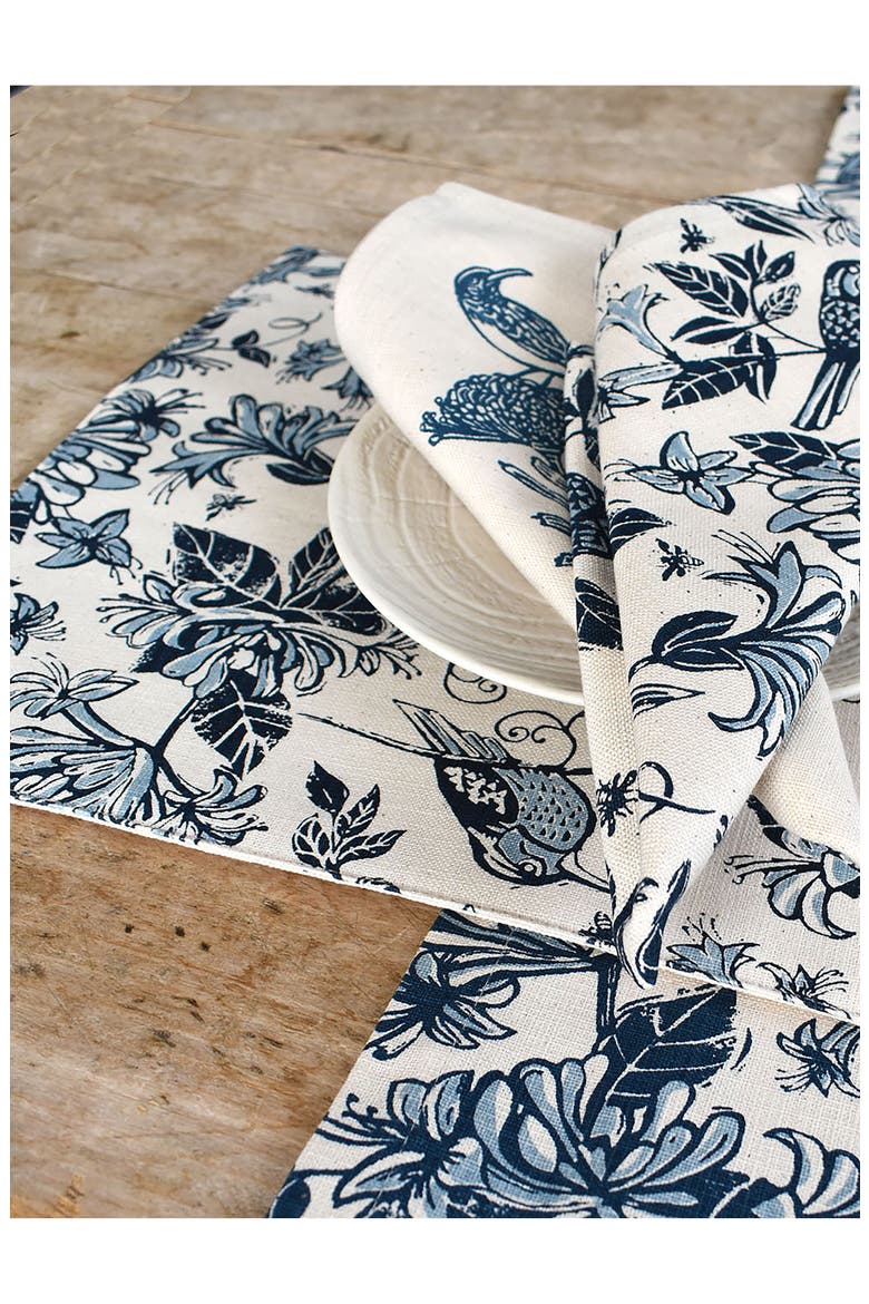 Honeysuckle Botanical Set of 4 Placemats, Alternate, color, INDIGO