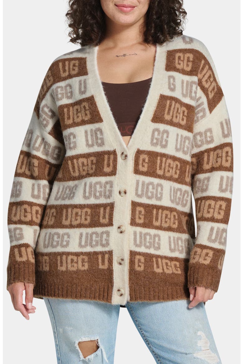 Graphic Logo Cardigan, Main, color, CHESTNUT MULTI