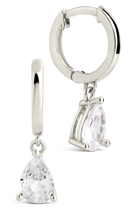 Adalie Cubic Zirconia Pear Drop Huggie Hoop Earrings