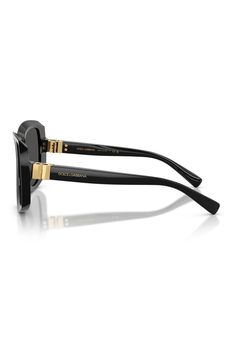 56mm Square Sunglasses, Alternate, color, BLACK / DARK GREY