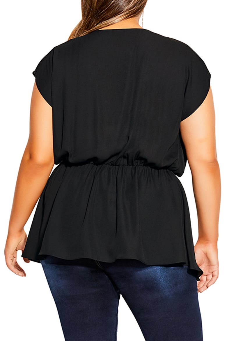 Simple Twist Peplum Cotton Top, Alternate, color, BLACK