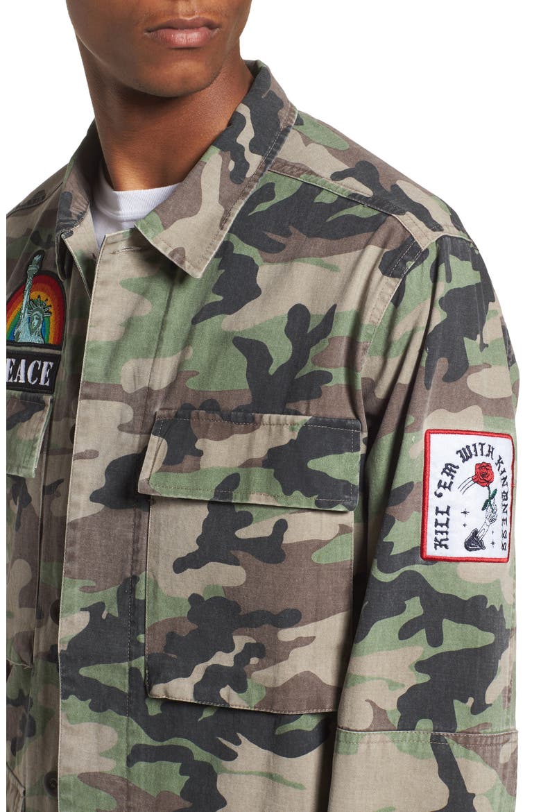 Military Patch Jacket, Alternate, color, BROWN GREEN CAMO