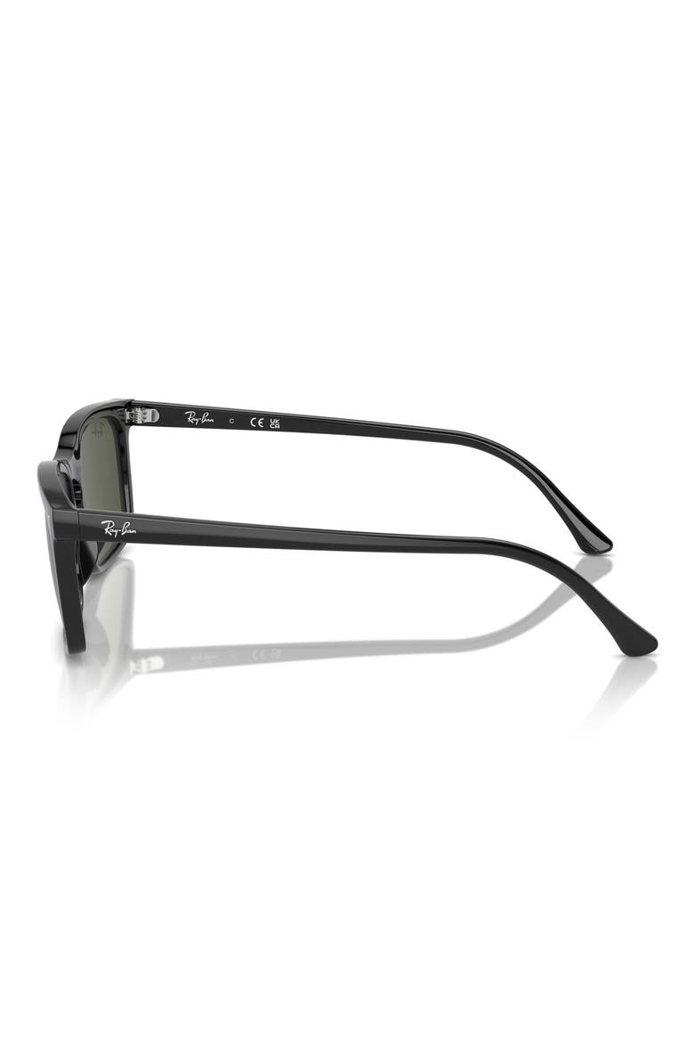 56mm Rectangular Sunglasses, Alternate, color, BLACK