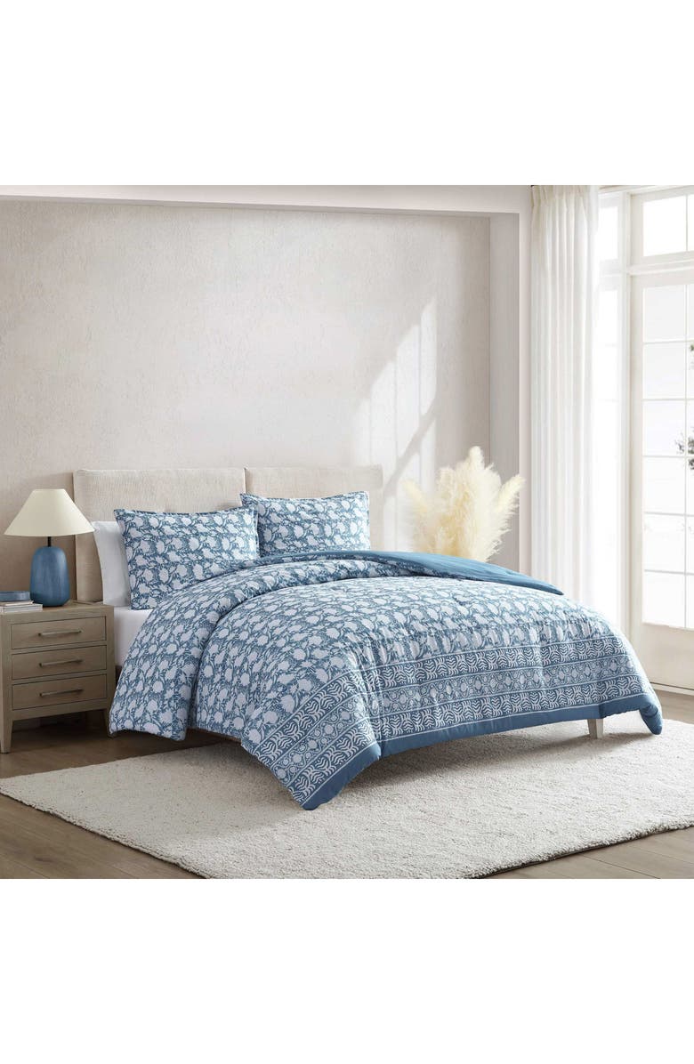 Nautica Bayport Floral Cotton Comforter Set, Alternate, color, Blue