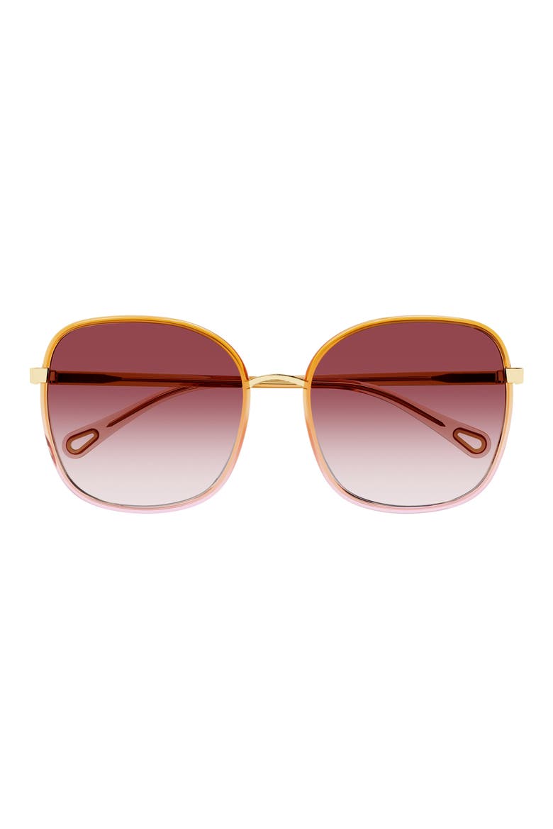 56mm Gradient Square Sunglasses, Main, color, YELLOW