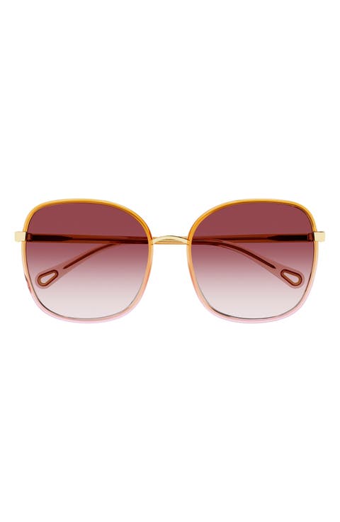 56mm Gradient Polarized Square Sunglasses