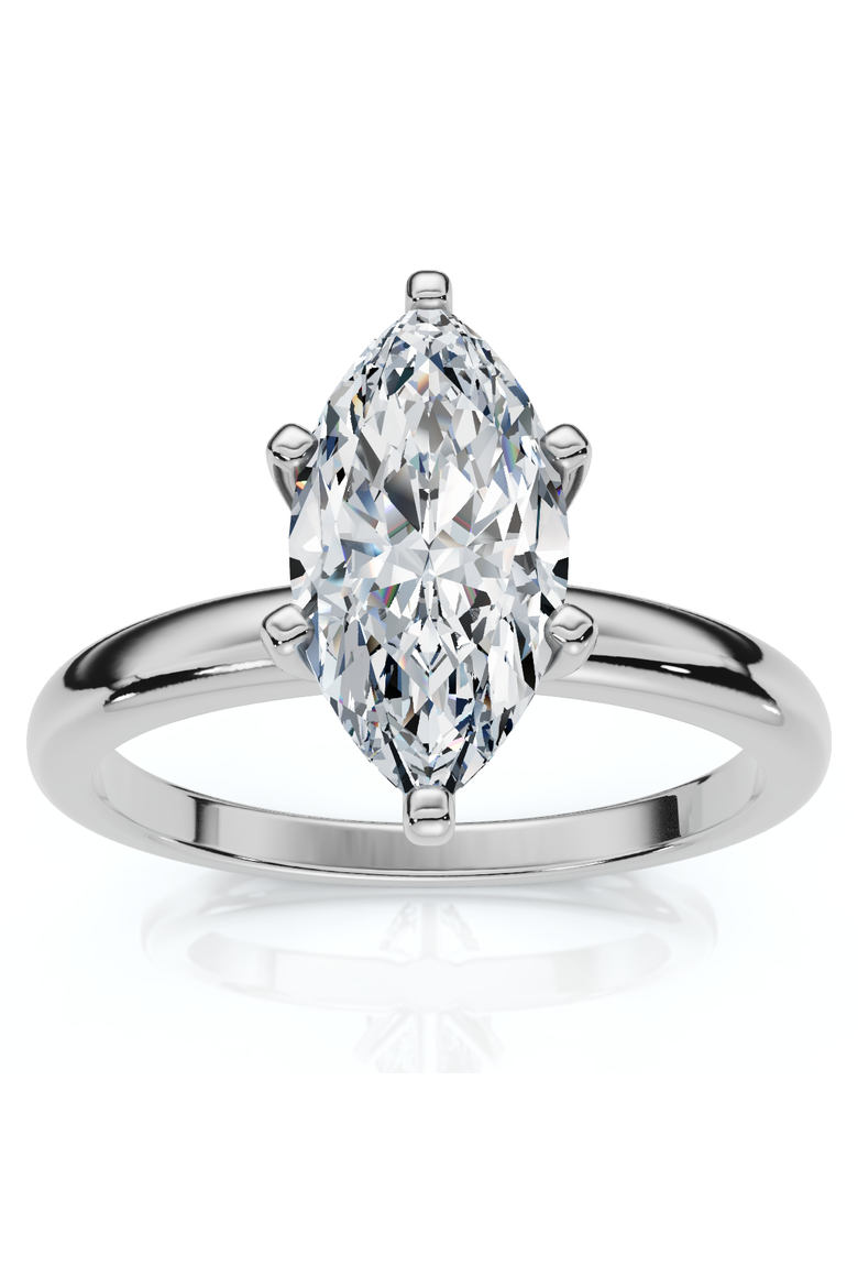 Certified 1Ct Marquise Diamond Engagement Ring 14k Gold Lab Grown, Main, color, 14k White Gold