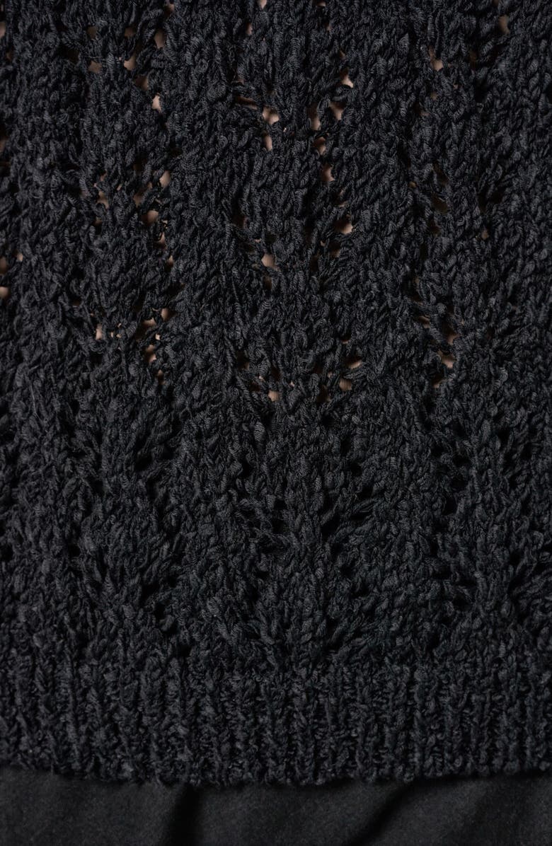 Donna Karan New York Double V-Neck Open Stitch Sweater Vest, Alternate, color, Black