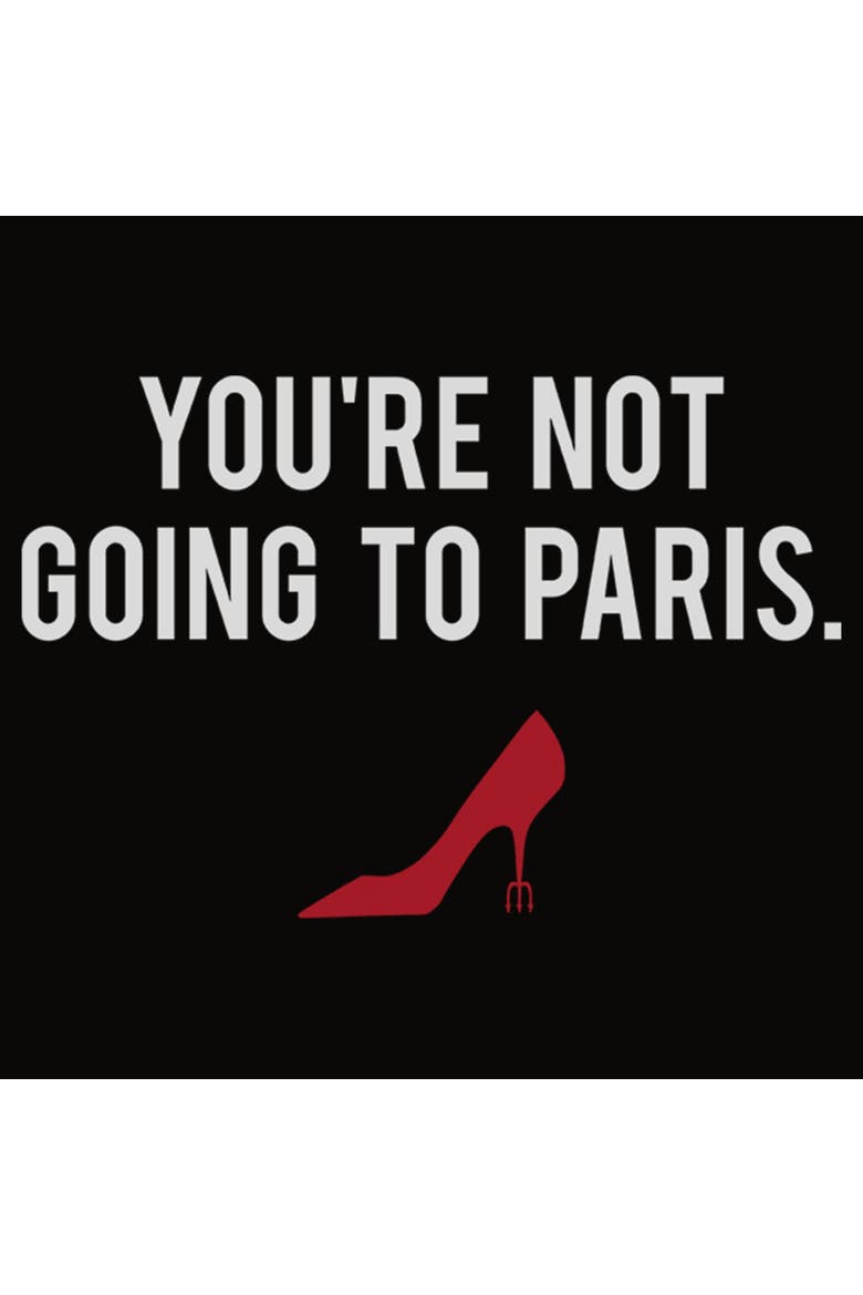 Juniors The Devil Wears Prada You Are Not Going to Paris Classic Quote Cami Tank Top, Alternate, color, Black