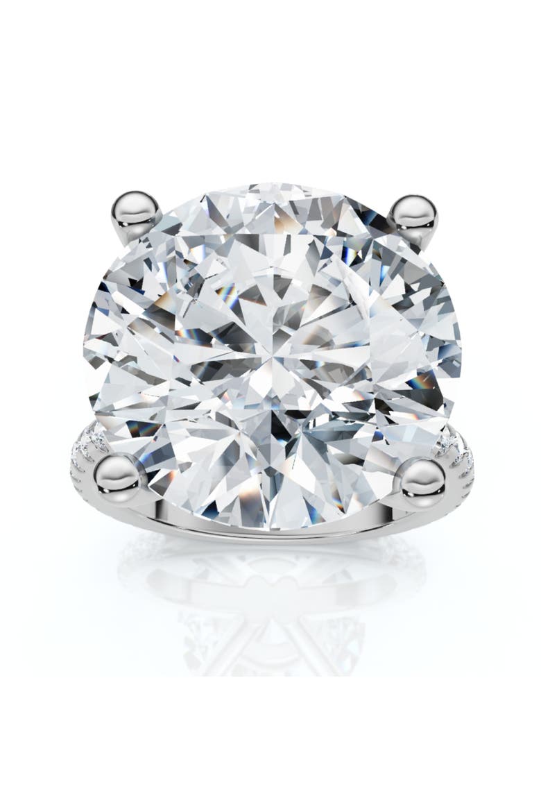 Certified 10 1/3Ct Round Diamond Engagement Ring With Accents 14k Gold Lab Grown, Main, color, 14k White Gold
