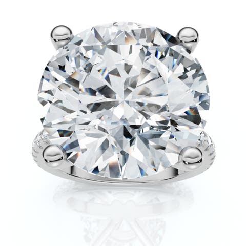 Certified 10 1/3Ct Round Diamond Engagement Ring With Accents 14k Gold Lab Grown