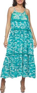 RANEES Ruffle Tier Cotton Maxi Sundress
