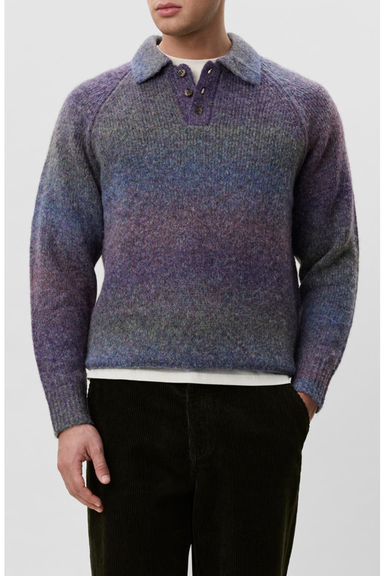 Gradient Knit Polo, Main, color, SPICED PLUM PURPLE