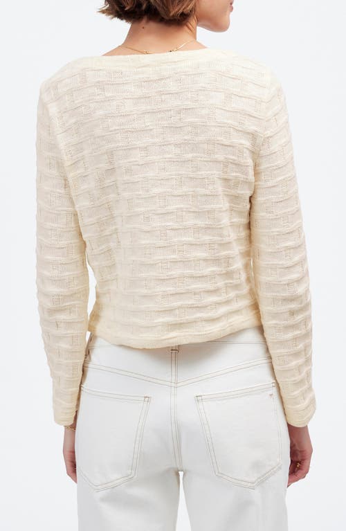 Shop Madewell Basket Weave Knit Bell-sleeve Button-up Shirt In Antique Cream
