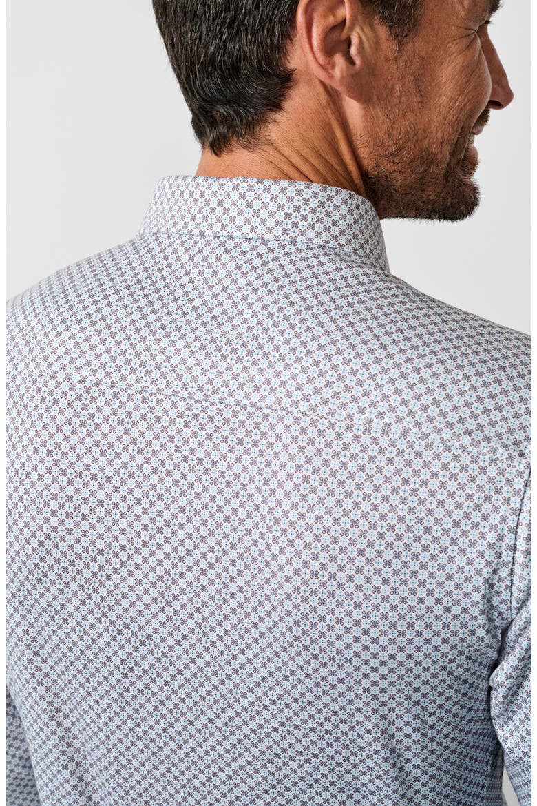 Geometric Knit Sport Shirt, Alternate, color, WHITE/ CHOCOLATE