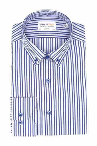 Seersucker Stripe Trim Fit Dress Shirt