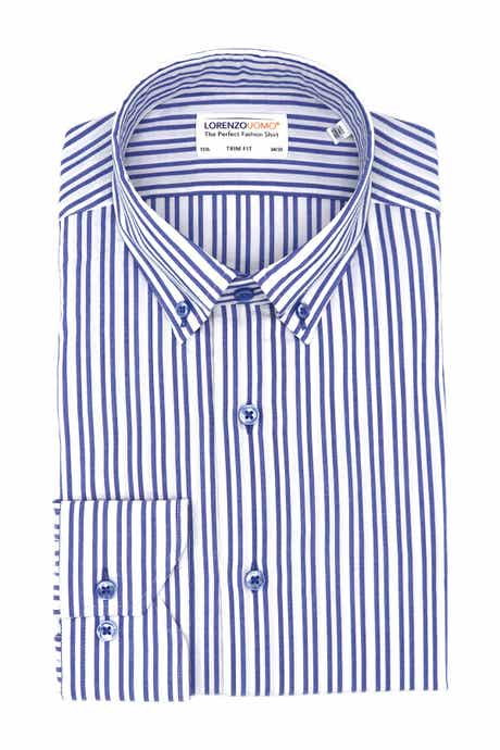 Seersucker Stripe Trim Fit Dress Shirt