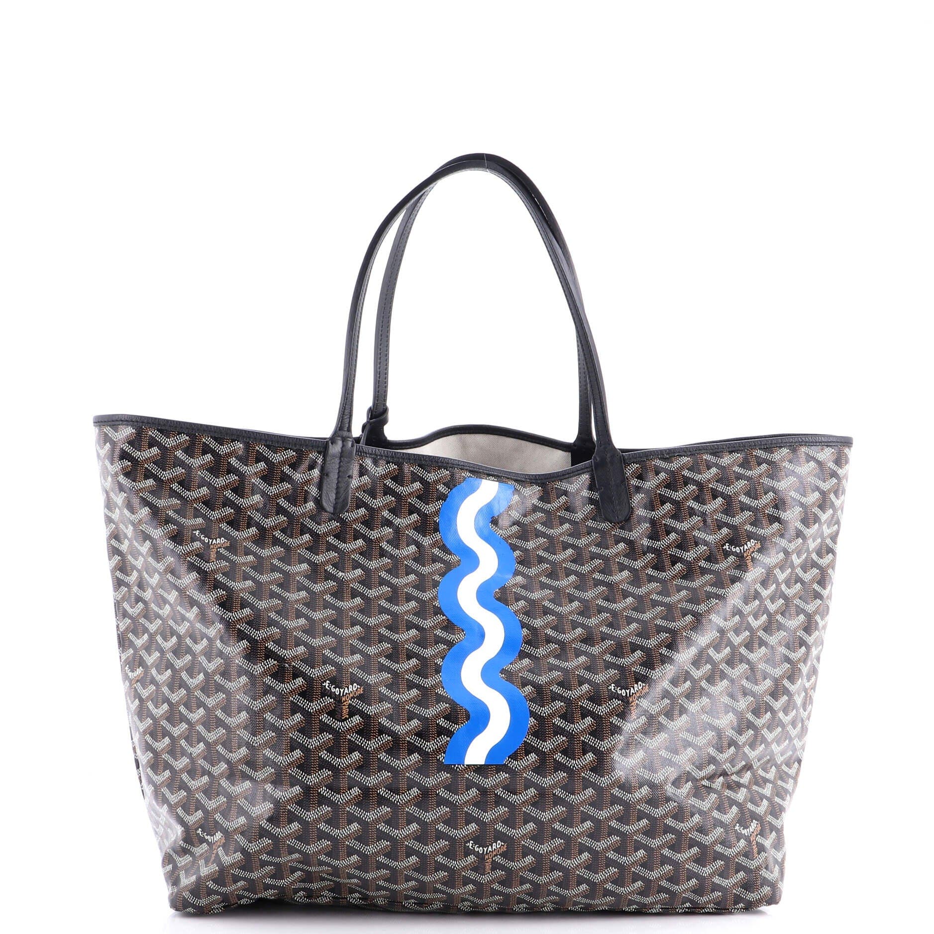 Pre-Owned Goyard Saint Louis Tote Printed Coated Canvas GM, Alternate, color, Black